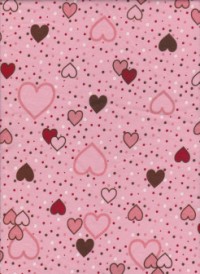 Hearts and Polka Dots on Pink Cotton Rib Knit