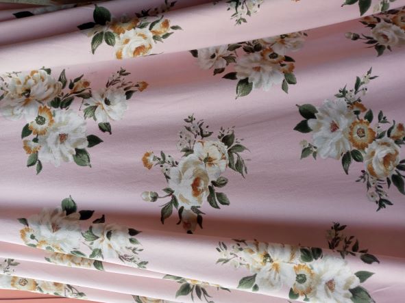 Shabby Roses on Pink Double Brushed Poly Lycra