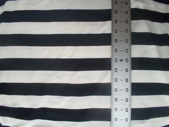 Vertical STRIPE ( Black+ White) on Double Brushed Poly Lycra