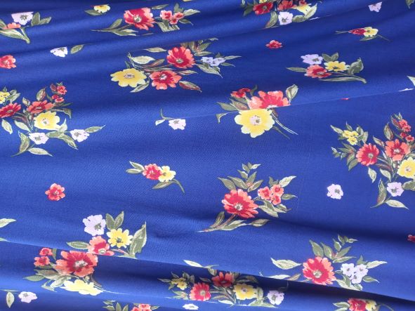 Flowers on Navy Double Brushed Poly Lycra