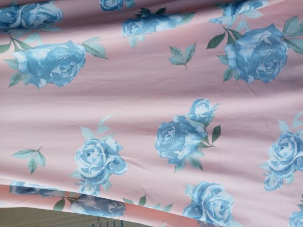 Roses on Peach Double Brushed Poly Lycra