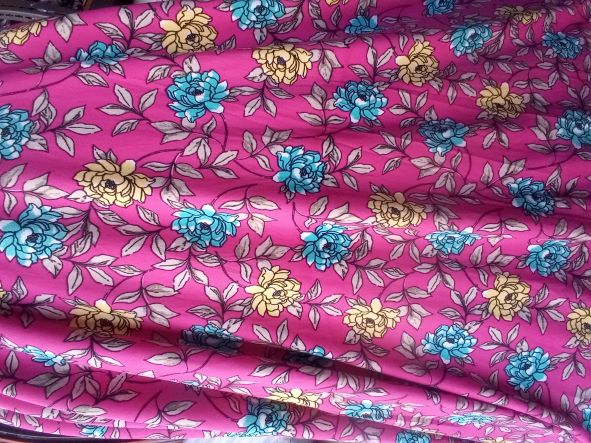 Flowers on Magenta Double Brushed Poly Lycra