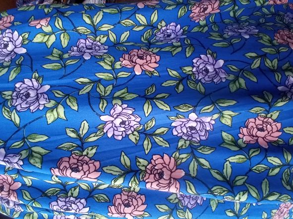Flowers on Royal Blue Double Brushed Poly Lycra