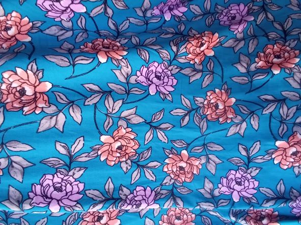 Flowers on Teal Double Brushed Poly Lycra