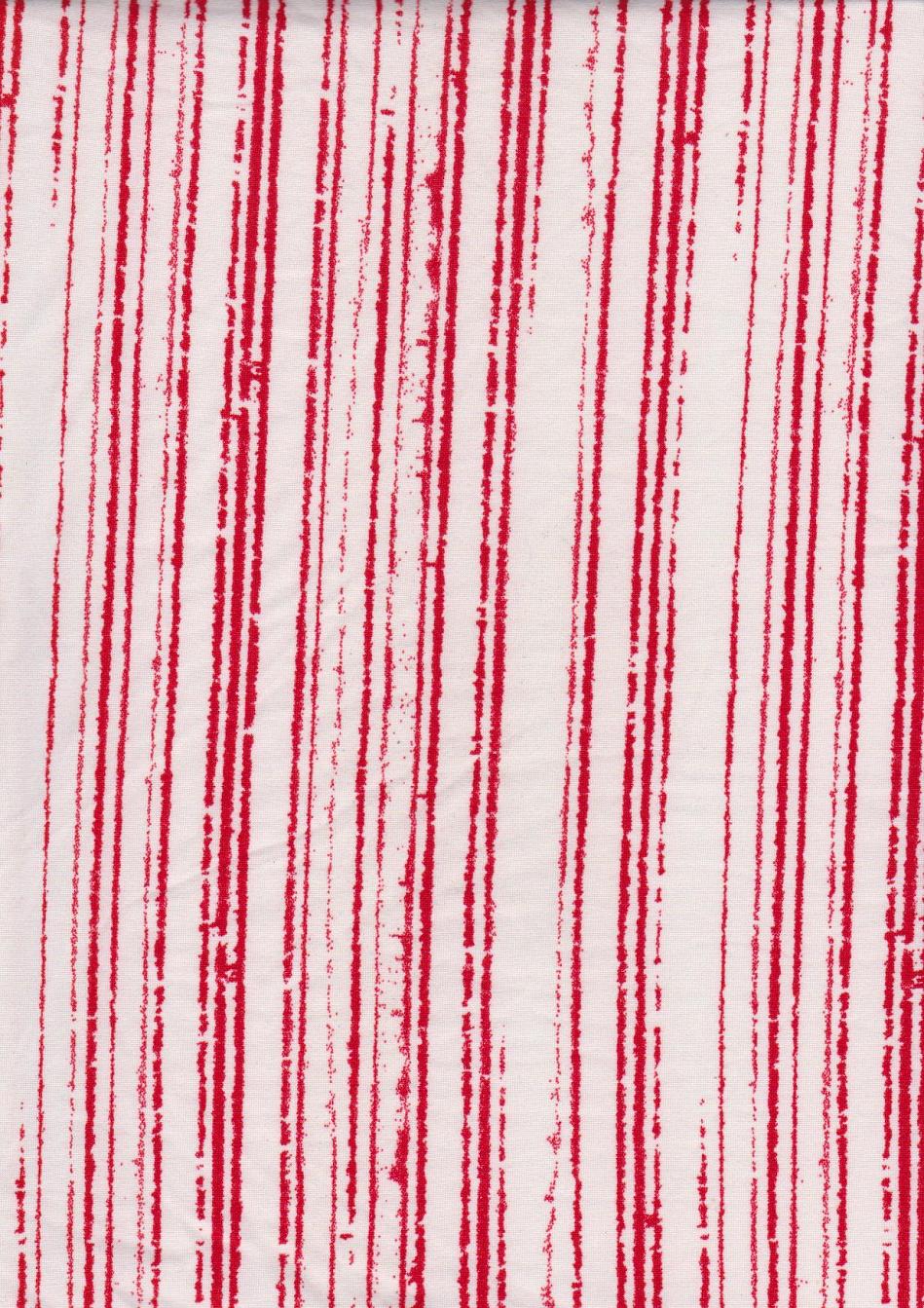 Irregular Red vertical Stripe on Double Brushed Poly Lycra