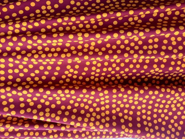Mustard Polka Dots on Burgundy Double Brushed Poly Lycra